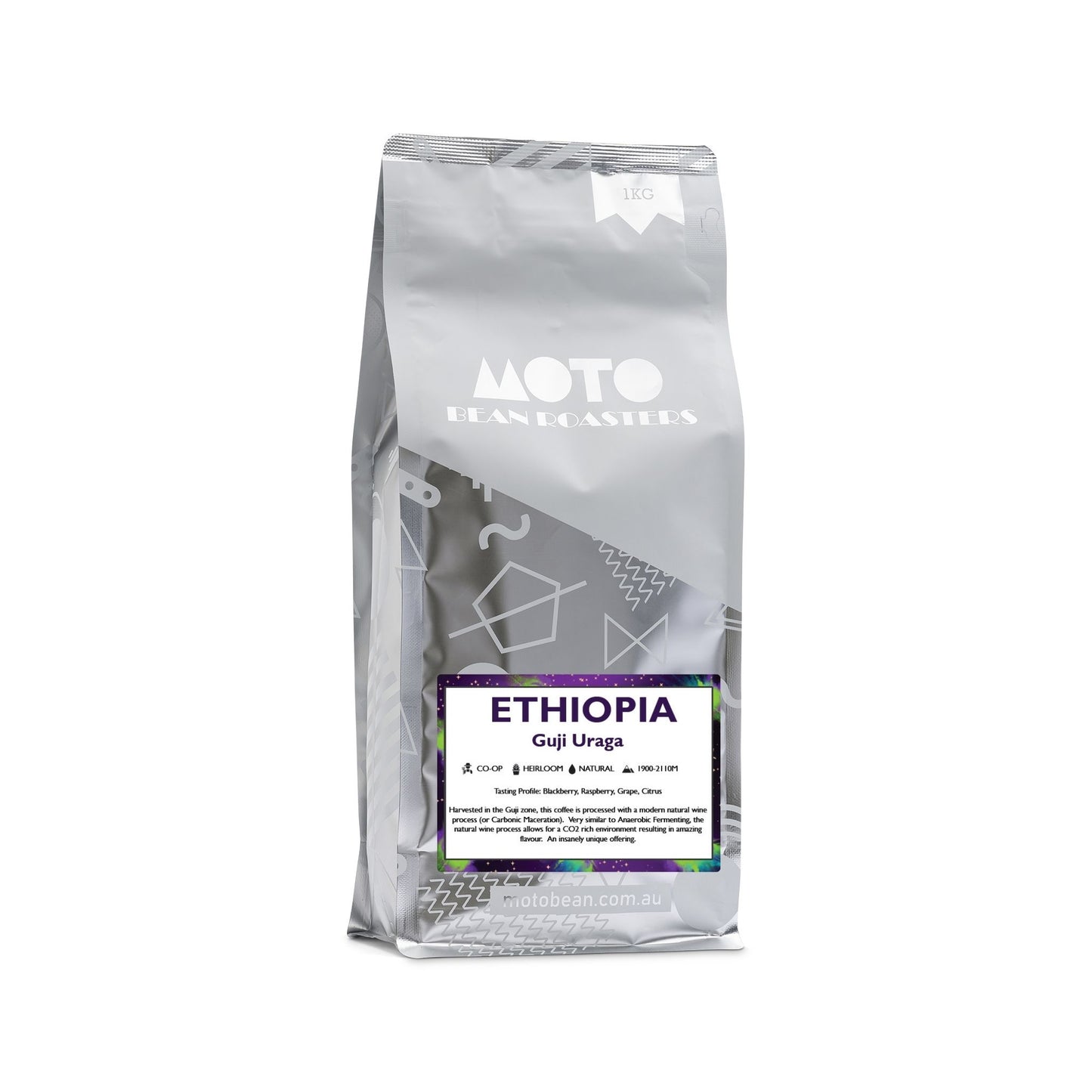 Motobean Speciality Roasters Ethiopia Uraga Wine Process Premium Coffee Beans Roasted for Espresso 1kg