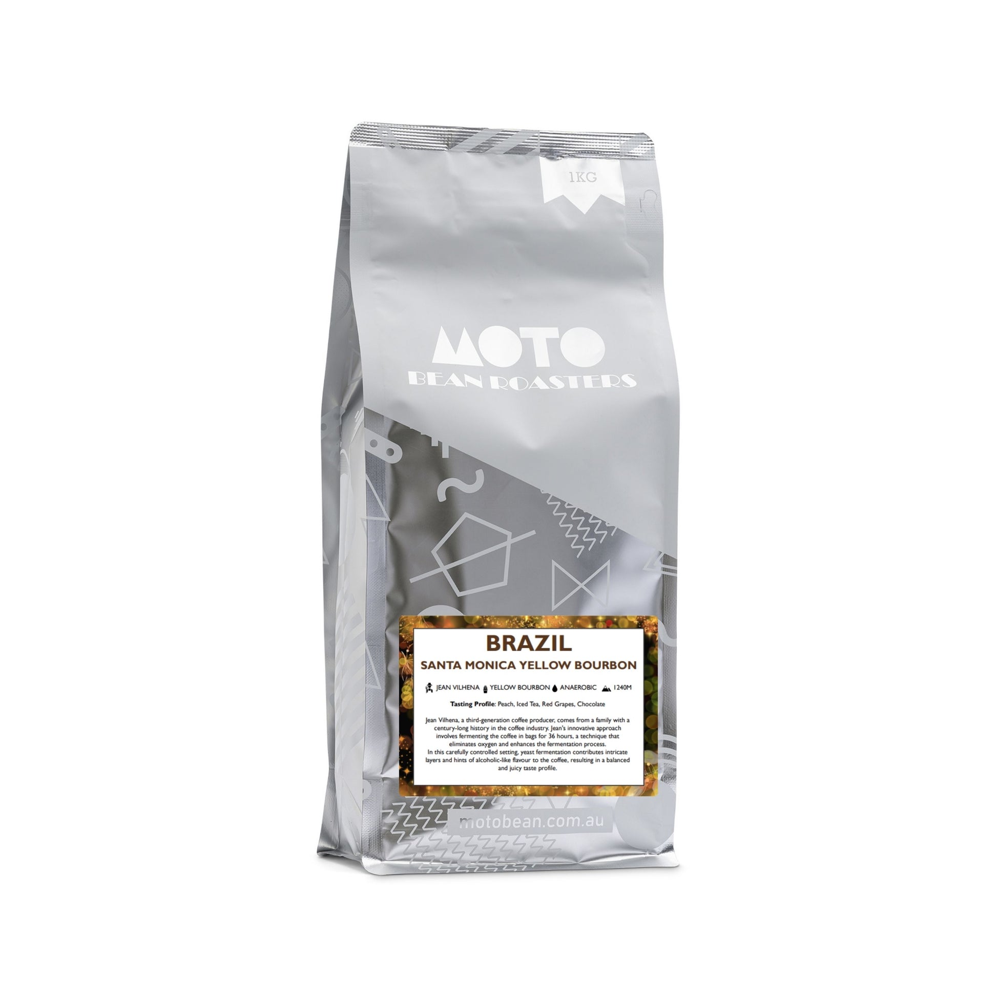 Motobean Speciality Roasters Brazil Santa Monica Yellow Bourbon Anaerobic Premium Organic Coffee Beans Roasted for Espresso 1kg