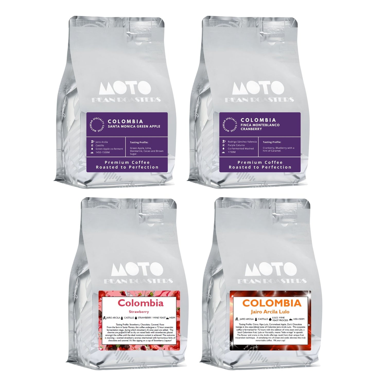 Motobean Speciality Roasters - Roasters Choice Premium Fermented Coffee Beans  Indulgence Selections 4x250g